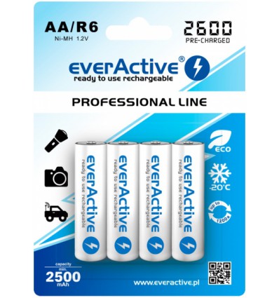 Аккумуляторы 4x EverActive R6/AA Ni-MH 2600 MAh Ready To Use