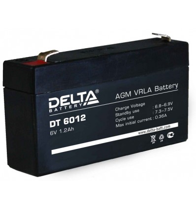 Аккумулятор свинцово-кислотный Delta DT 6012 6V 1.2Ah