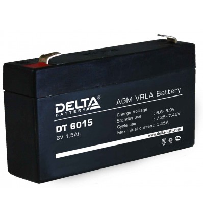 Аккумулятор свинцово-кислотный Delta DT 6015 6V 1.5Ah