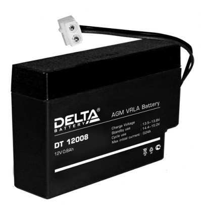 Аккумулятор свинцово-кислотный Delta DT 12008 12V 0.8Ah
