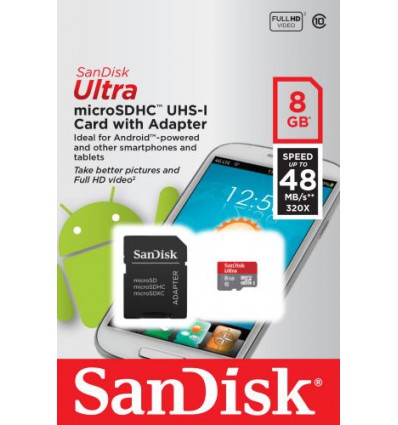 Карта памяти SanDisk MicroSDHC 8GB ULTRA 320x 48MB/S